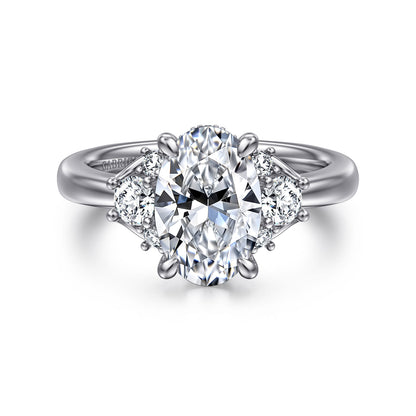 14K White Gold Oval Lotus Diamond Engagement Ring — Gabriel & Co. ER16714O8W44JJ; center stone shown for illustration, not included