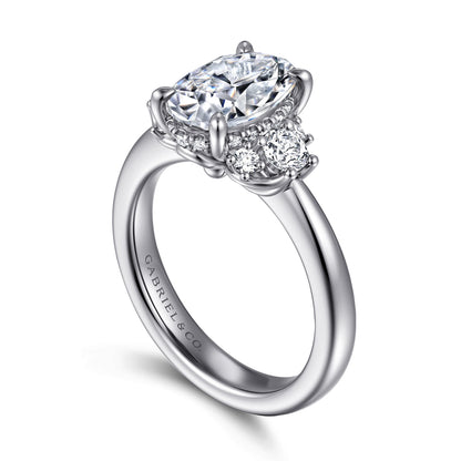 14K White Gold Oval Lotus Diamond Engagement Ring — Gabriel & Co. ER16714O8W44JJ; center stone shown for illustration, not included