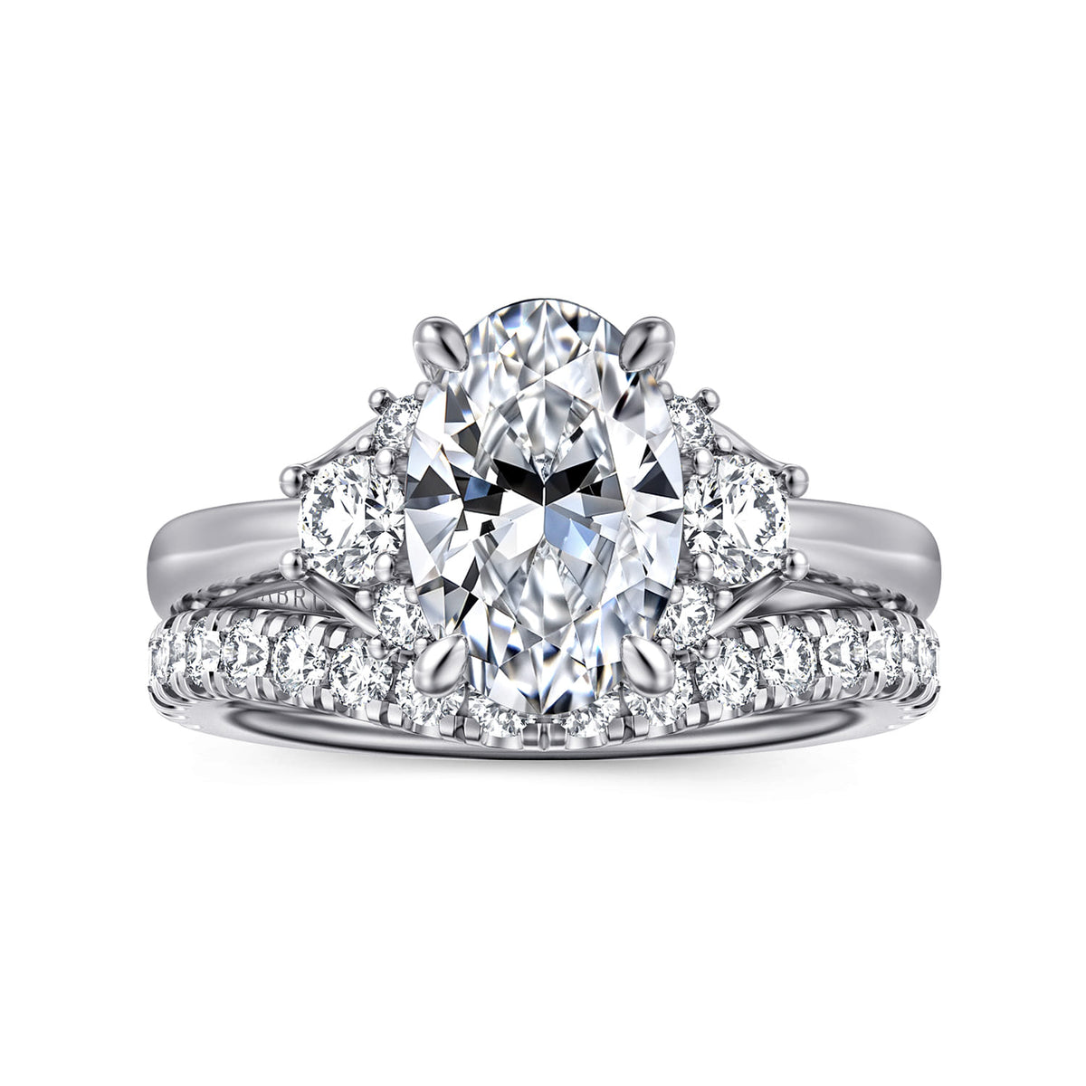 14K White Gold Oval Lotus Diamond Engagement Ring — Gabriel & Co. ER16714O8W44JJ; center stone shown for illustration, not included