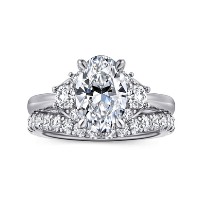 14K White Gold Oval Lotus Diamond Engagement Ring — Gabriel & Co. ER16714O8W44JJ; center stone shown for illustration, not included