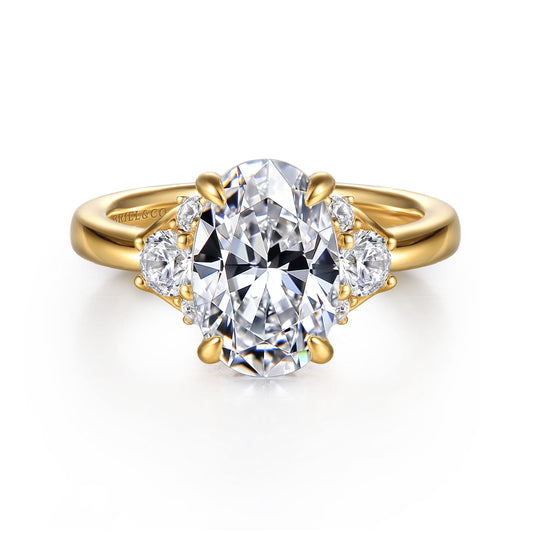 14K Yellow Gold Oval Lotus Diamond Engagement Ring — Gabriel & Co. ER16714O8Y44JJ; center stone shown for illustration, not included