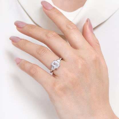 14K White Gold Radiant Cut Three Stone Diamond Engagement Ring — Gabriel & Co. ER16715N8W43JJ; center stone shown for illustration, not included