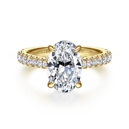 14K Yellow Gold Oval Lotus Diamond Engagement Ring — Gabriel & Co. ER16719O8Y44JJ; center stone shown for illustration, not included