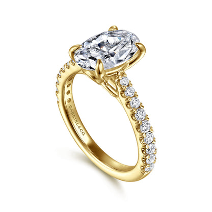 14K Yellow Gold Oval Lotus Diamond Engagement Ring — Gabriel & Co. ER16719O8Y44JJ; center stone shown for illustration, not included