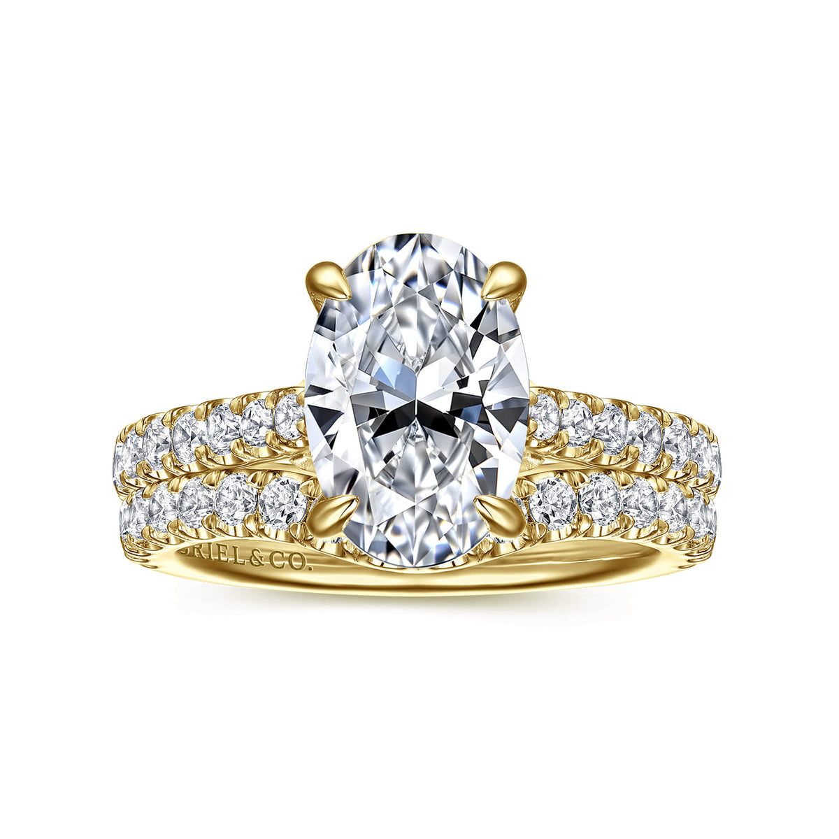 14K Yellow Gold Oval Lotus Diamond Engagement Ring — Gabriel & Co. ER16719O8Y44JJ; center stone shown for illustration, not included