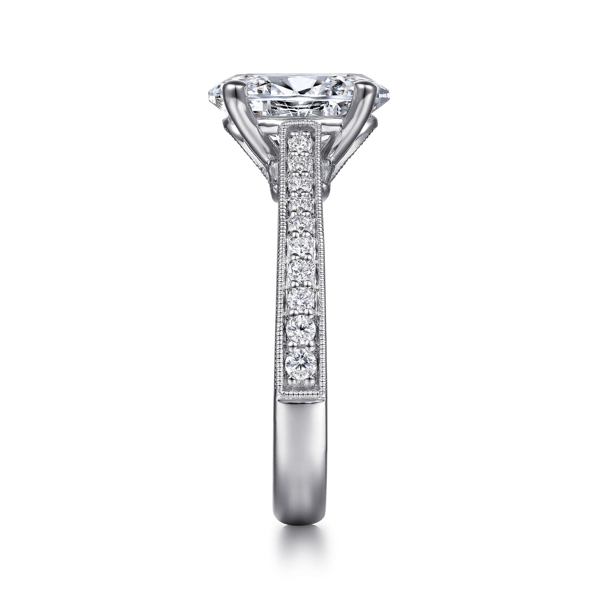14K White Gold Oval Lotus Diamond Engagement Ring — Gabriel & Co. ER16720O8W44JJ; center stone shown for illustration, not included