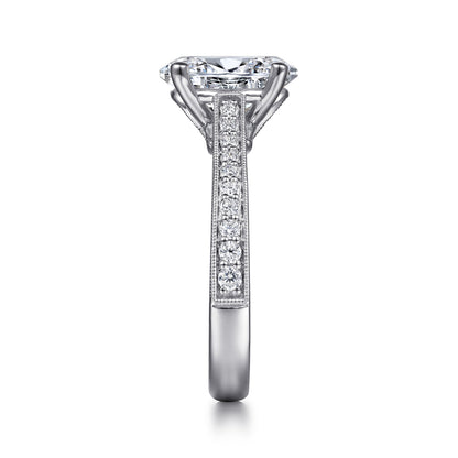 14K White Gold Oval Lotus Diamond Engagement Ring — Gabriel & Co. ER16720O8W44JJ; center stone shown for illustration, not included