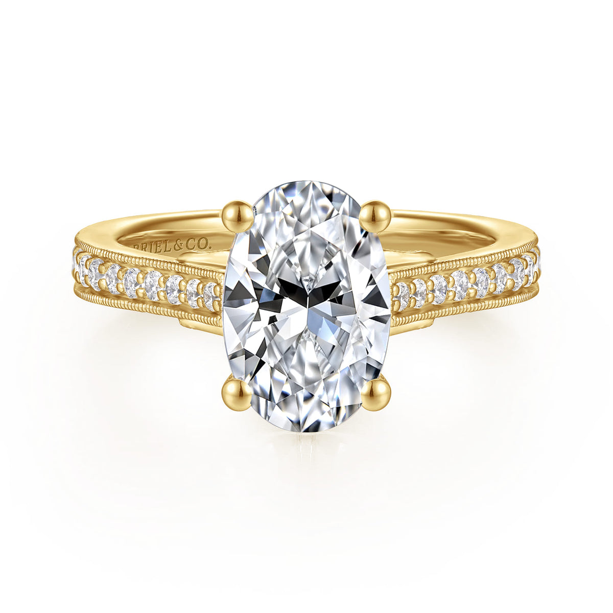 14K Yellow Gold Oval Lotus Diamond Engagement Ring — Gabriel & Co. ER16720O8Y44JJ; center stone shown for illustration, not included