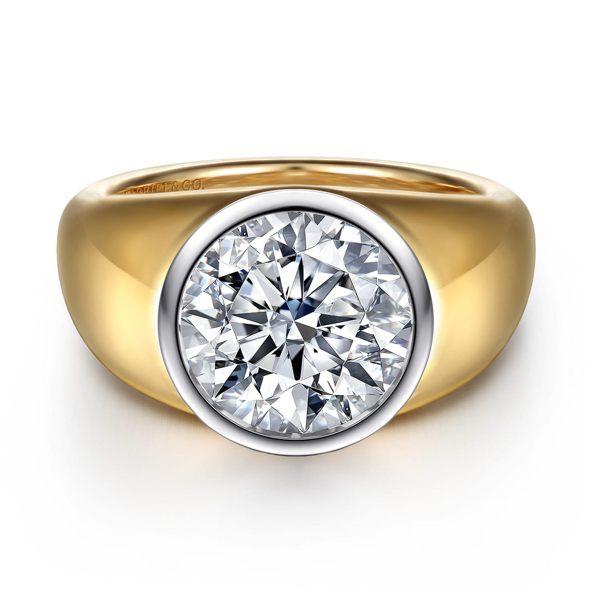 14K White-Yellow Gold Round Diamond Engagement Ring — Gabriel & Co. ER16723R16M4JJJ; center stone shown for illustration, not included