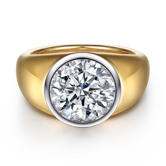 14K White-Yellow Gold Round Diamond Engagement Ring — Gabriel & Co. ER16723R16M4JJJ; center stone shown for illustration, not included