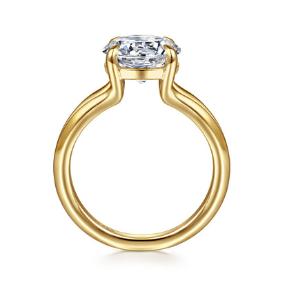 14K Yellow Gold Split Shank Round Diamond Engagement Ring — Gabriel & Co. ER16730R12Y4JJJ; center stone shown for illustration, not included