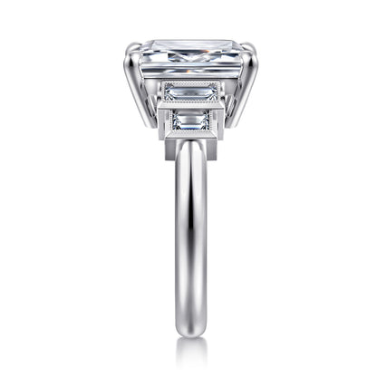 14K White Gold Emerald Cut Diamond Engagement Ring — Gabriel & Co. ER16852E16W43JJ; center stone shown for illustration, not included