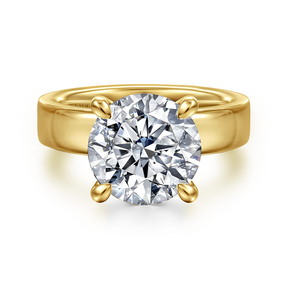 14K Yellow Gold  Round Diamond Engagement Ring — Gabriel & Co. ER16854R16Y44JJ; center stone shown for illustration, not included