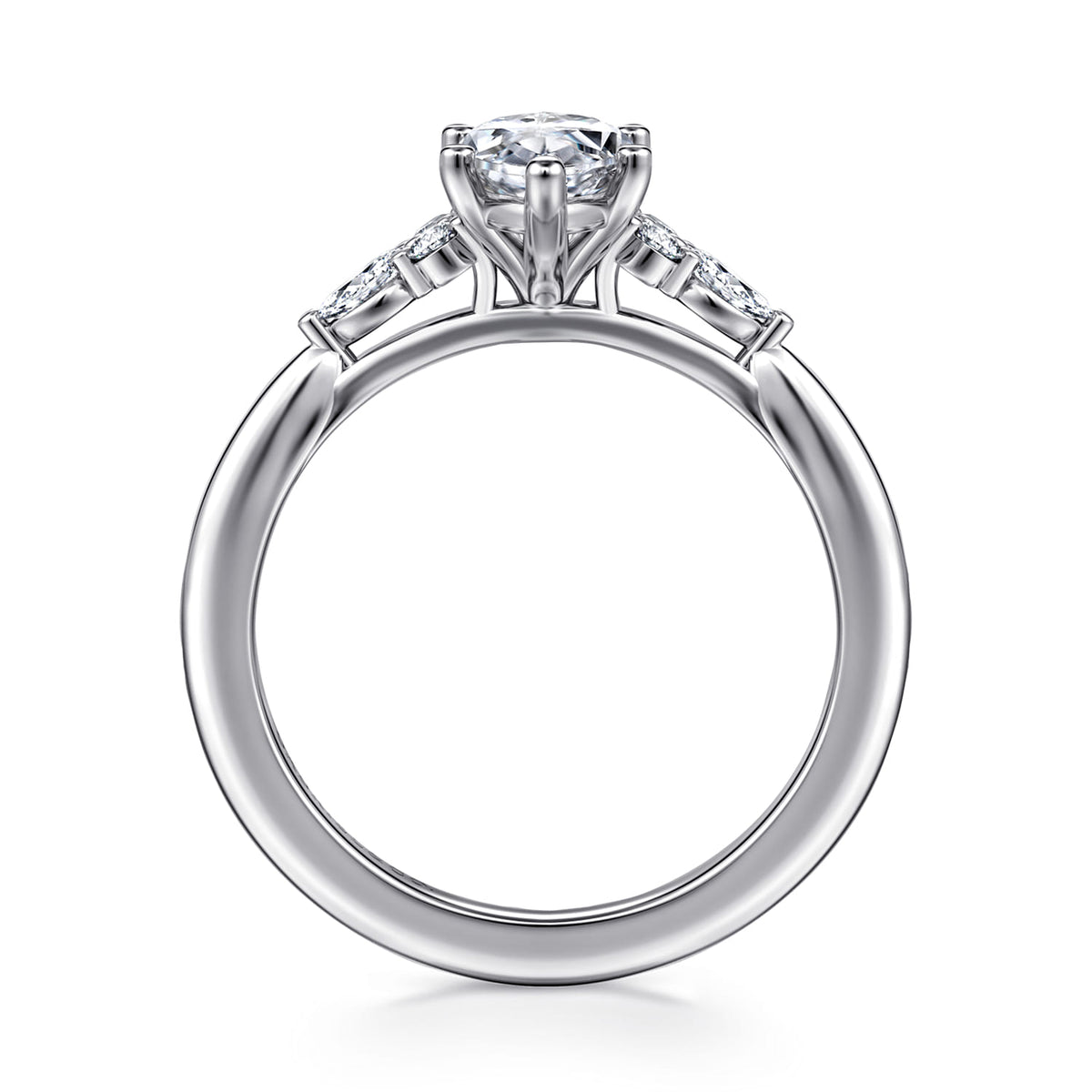 14K White Gold 6 Prong Marquise Shape Diamond Engagement Ring — Gabriel & Co. ER16855M5W44JJ; center stone shown for illustration, not included