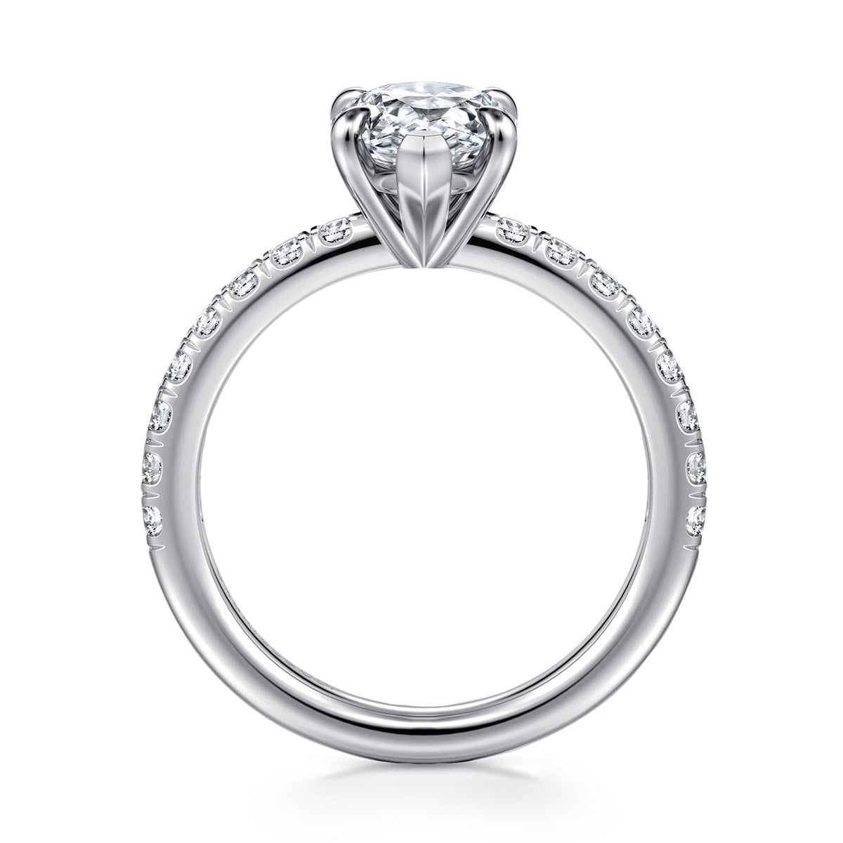 14K White Gold Pear Shape Diamond Engagement Ring — Gabriel & Co. ER16856P10W44JJ; center stone shown for illustration, not included