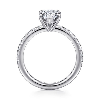 14K White Gold Pear Shape Diamond Engagement Ring — Gabriel & Co. ER16856P10W44JJ; center stone shown for illustration, not included