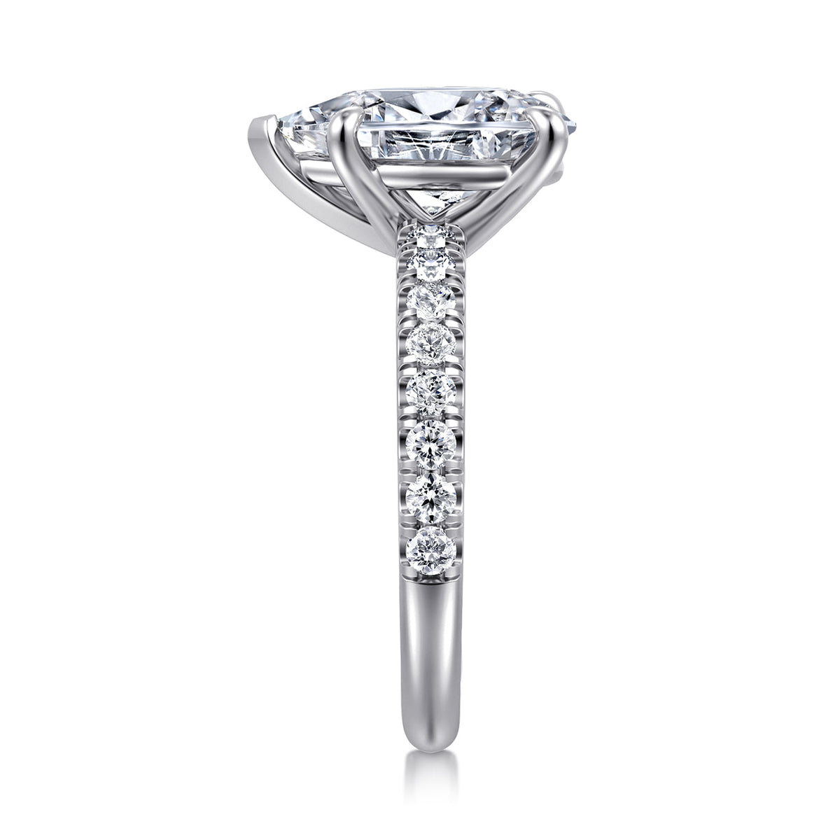 14K White Gold Pear Shape Diamond Engagement Ring — Gabriel & Co. ER16856P10W44JJ; center stone shown for illustration, not included