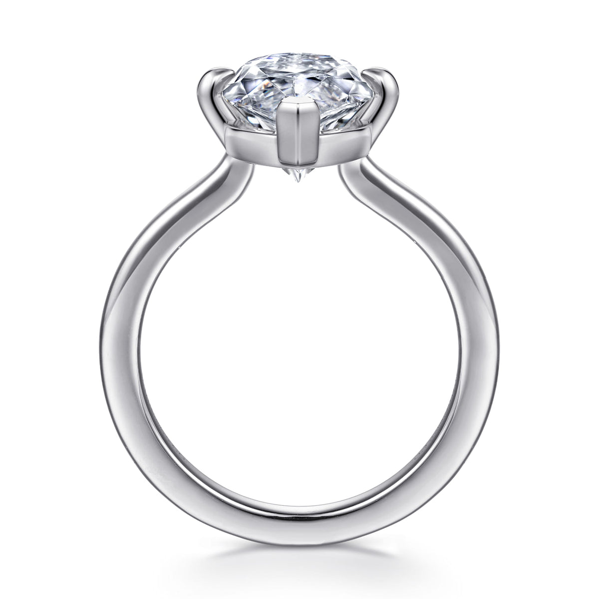 14K White Gold Marquise Shape Solitaire Diamond Engagement Ring — Gabriel & Co. ER16858M16W4JJJ; center stone shown for illustration, not included