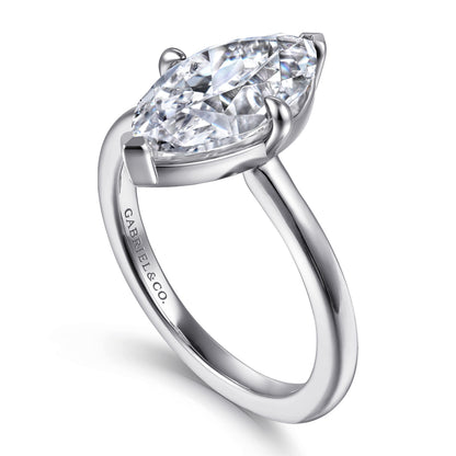 14K White Gold Marquise Shape Solitaire Diamond Engagement Ring — Gabriel & Co. ER16858M16W4JJJ; center stone shown for illustration, not included