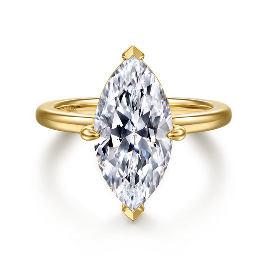 14K Yellow Gold Marquise Shape Solitaire Diamond Engagement Ring — Gabriel & Co. ER16858M16Y4JJJ; center stone shown for illustration, not included