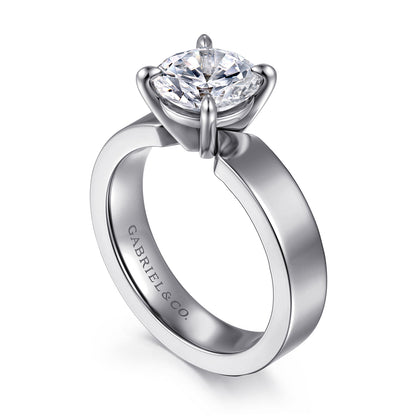 14K White Gold Round Solitaire Diamond Engagement Ring — Gabriel & Co. ER16859R8W4JJJ; center stone shown for illustration, not included