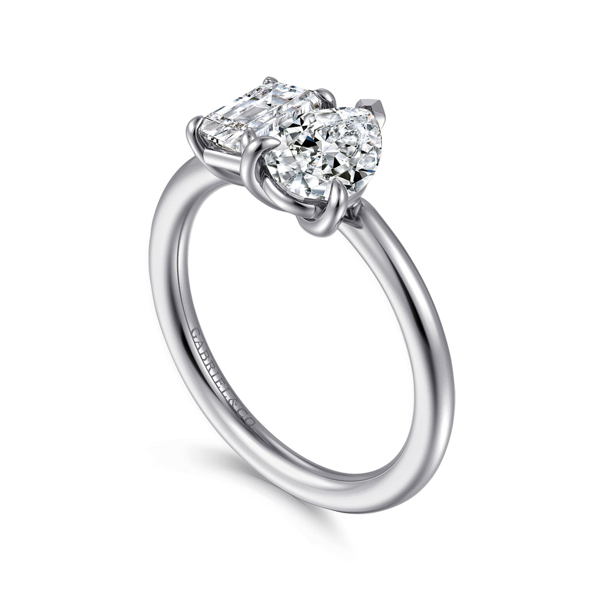 14K White Gold Toi et Moi Pear Shape Diamond Engagement Ring — Gabriel & Co. ER16863P4W43JJ; center stone shown for illustration, not included