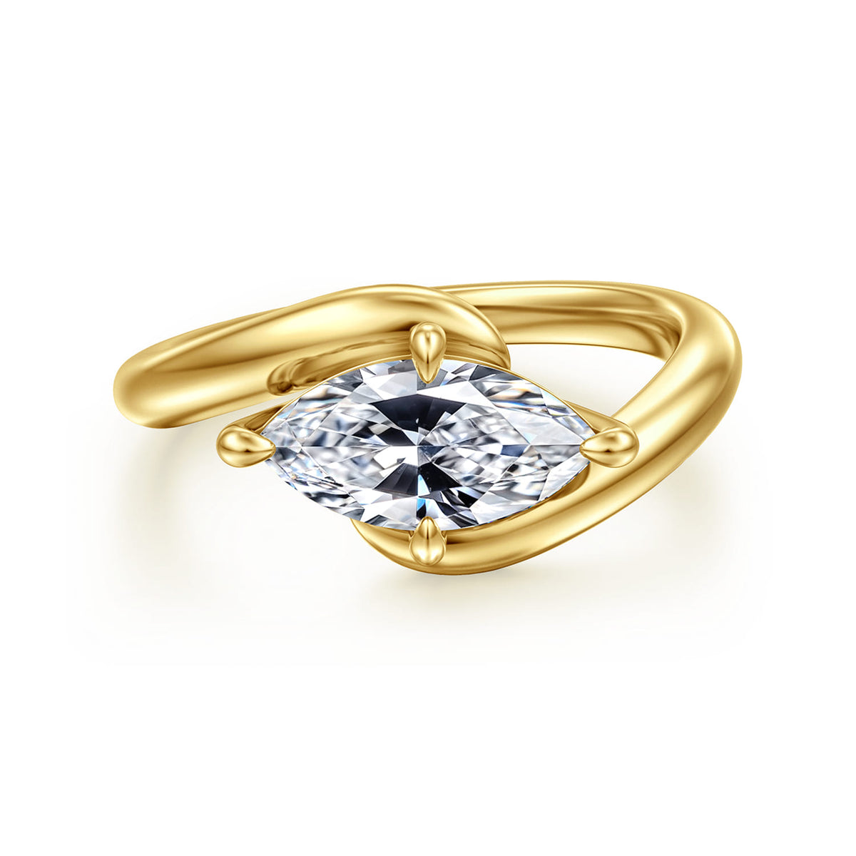 14K Yellow Gold Bypass Compass Prong Marquise Shape Diamond Engagement Ring — Gabriel & Co. ER16873M5Y4JJJ; center stone shown for illustration, not included