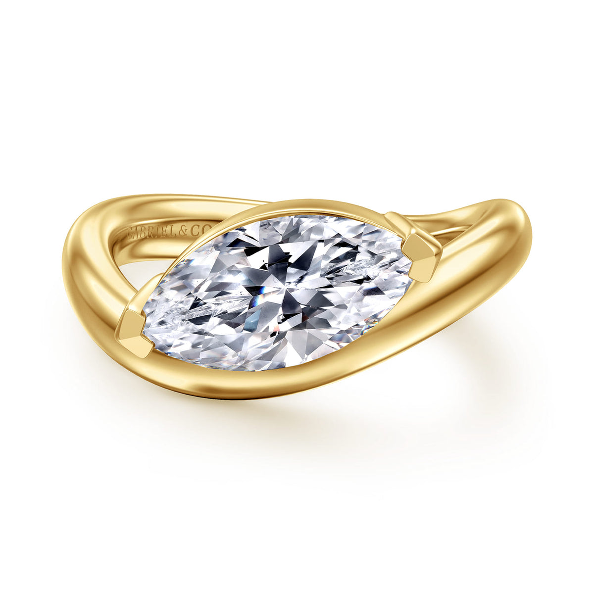 14K Yellow Gold Bypass Marquise Shape Diamond Engagement Ring — Gabriel & Co. ER16874M8Y4JJJ; center stone shown for illustration, not included