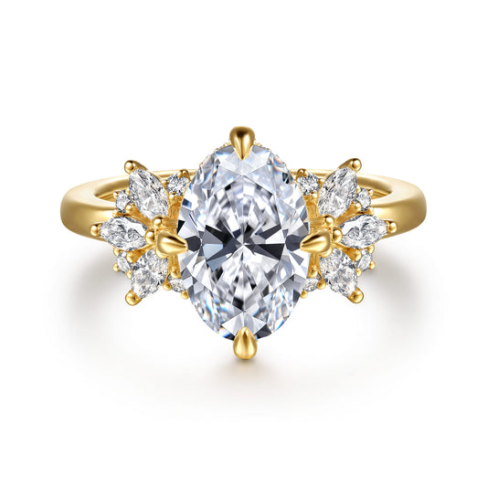 14K Yellow Gold Compass Prong Oval Diamond Engagement Ring — Gabriel & Co. ER16903O8Y44JJ; center stone shown for illustration, not included