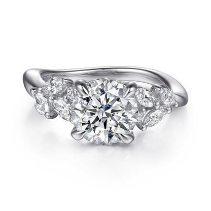 14K White Gold Diamond Engagement Ring — Gabriel & Co. ER16910R8W44JJ; center stone shown for illustration, not included