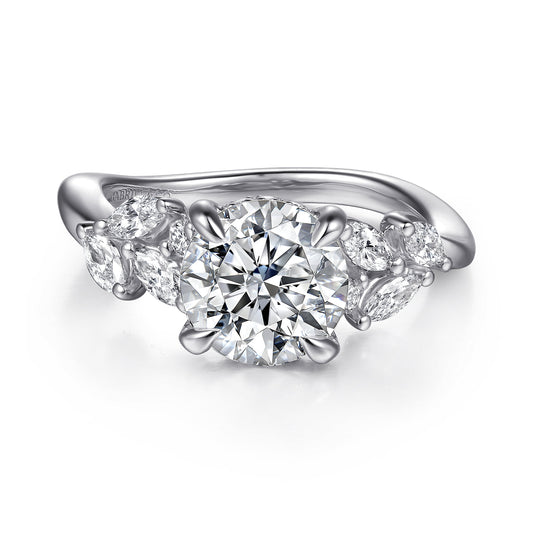 14K White Gold Diamond Engagement Ring — Gabriel & Co. ER16910R8W44JJ; center stone shown for illustration, not included