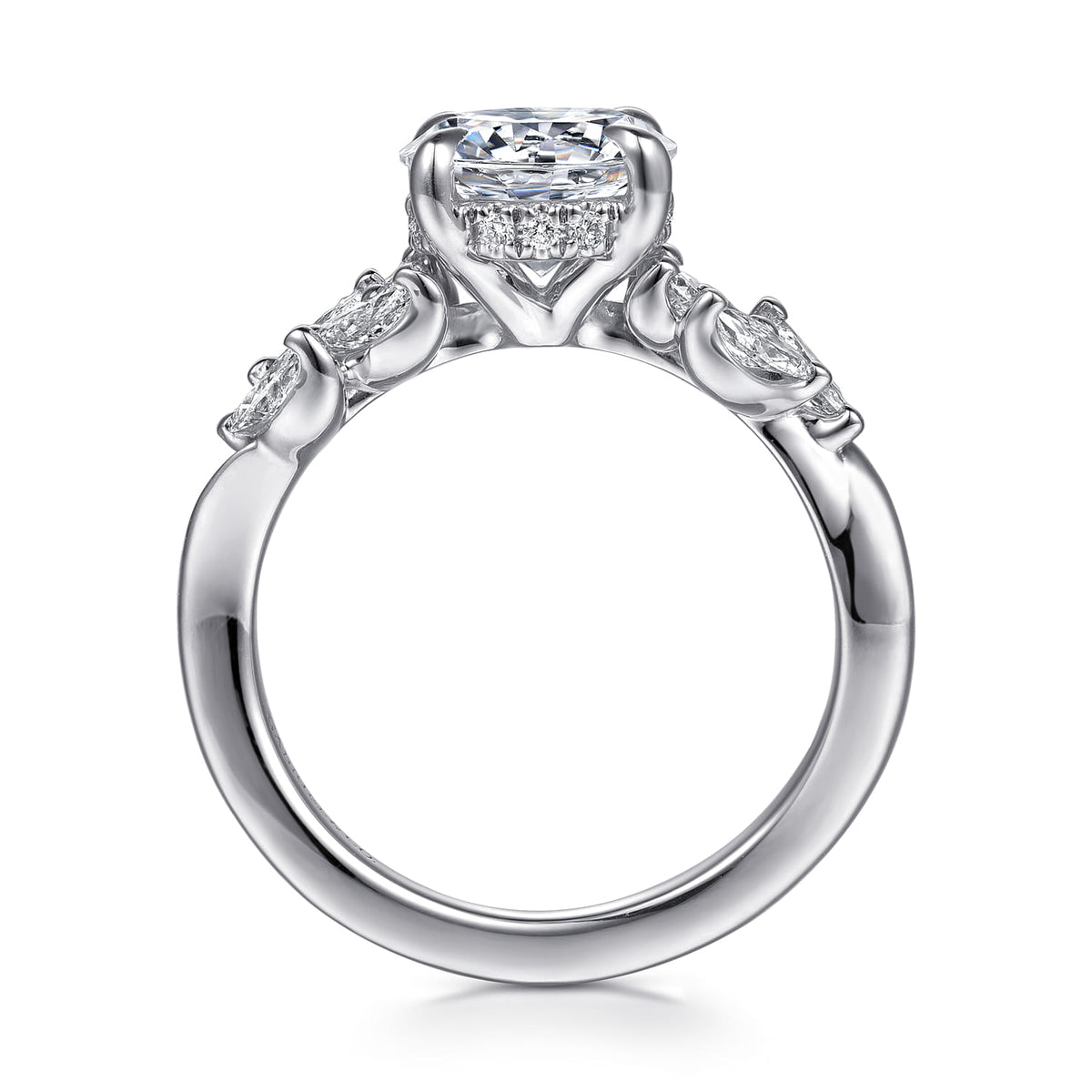 14K White Gold Diamond Engagement Ring — Gabriel & Co. ER16910R8W44JJ; center stone shown for illustration, not included