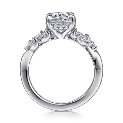 14K White Gold Diamond Engagement Ring — Gabriel & Co. ER16910R8W44JJ; center stone shown for illustration, not included