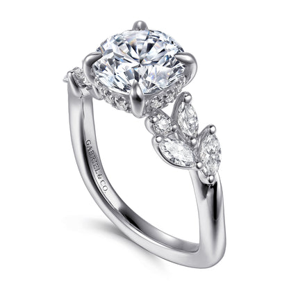 14K White Gold Diamond Engagement Ring — Gabriel & Co. ER16910R8W44JJ; center stone shown for illustration, not included