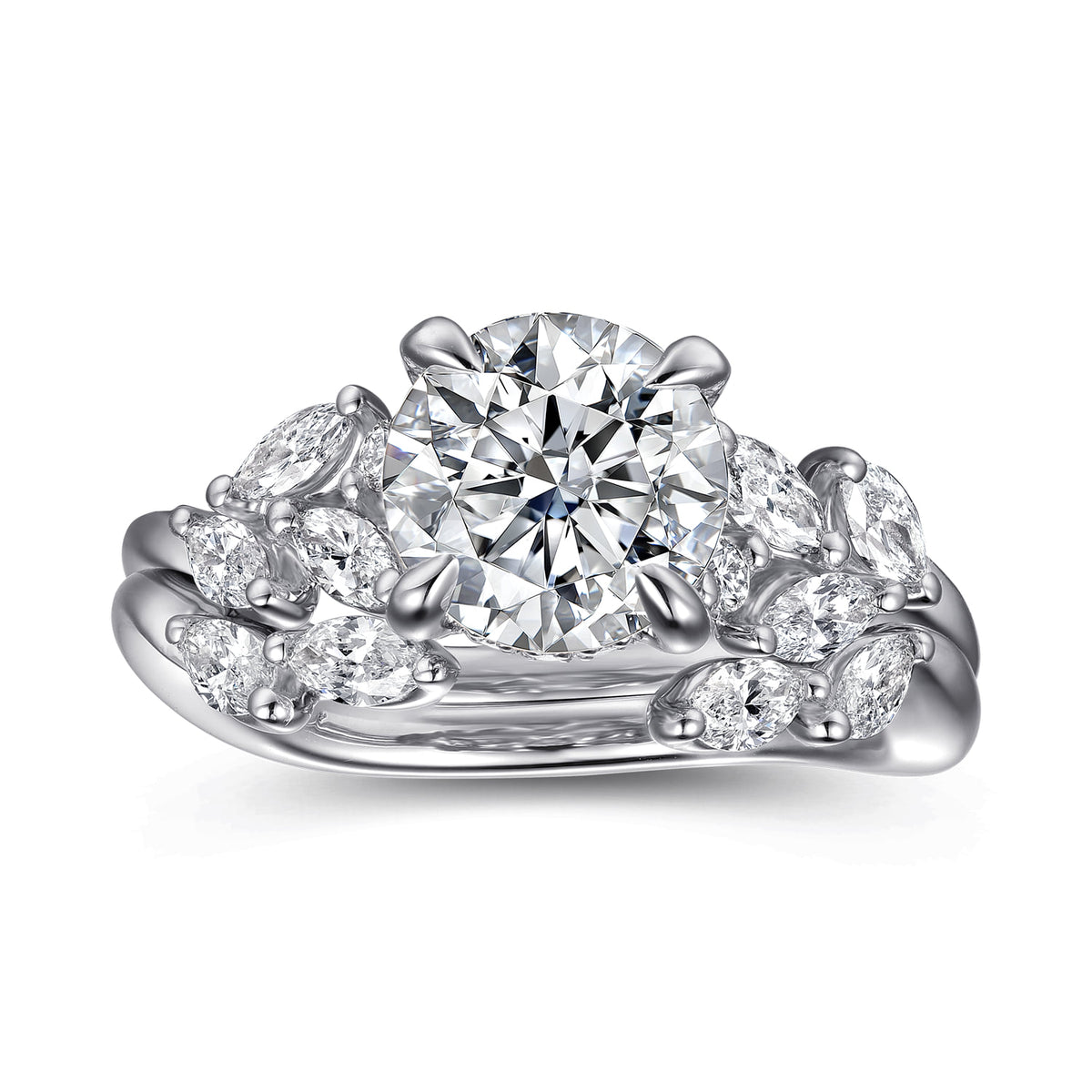 14K White Gold Diamond Engagement Ring — Gabriel & Co. ER16910R8W44JJ; center stone shown for illustration, not included