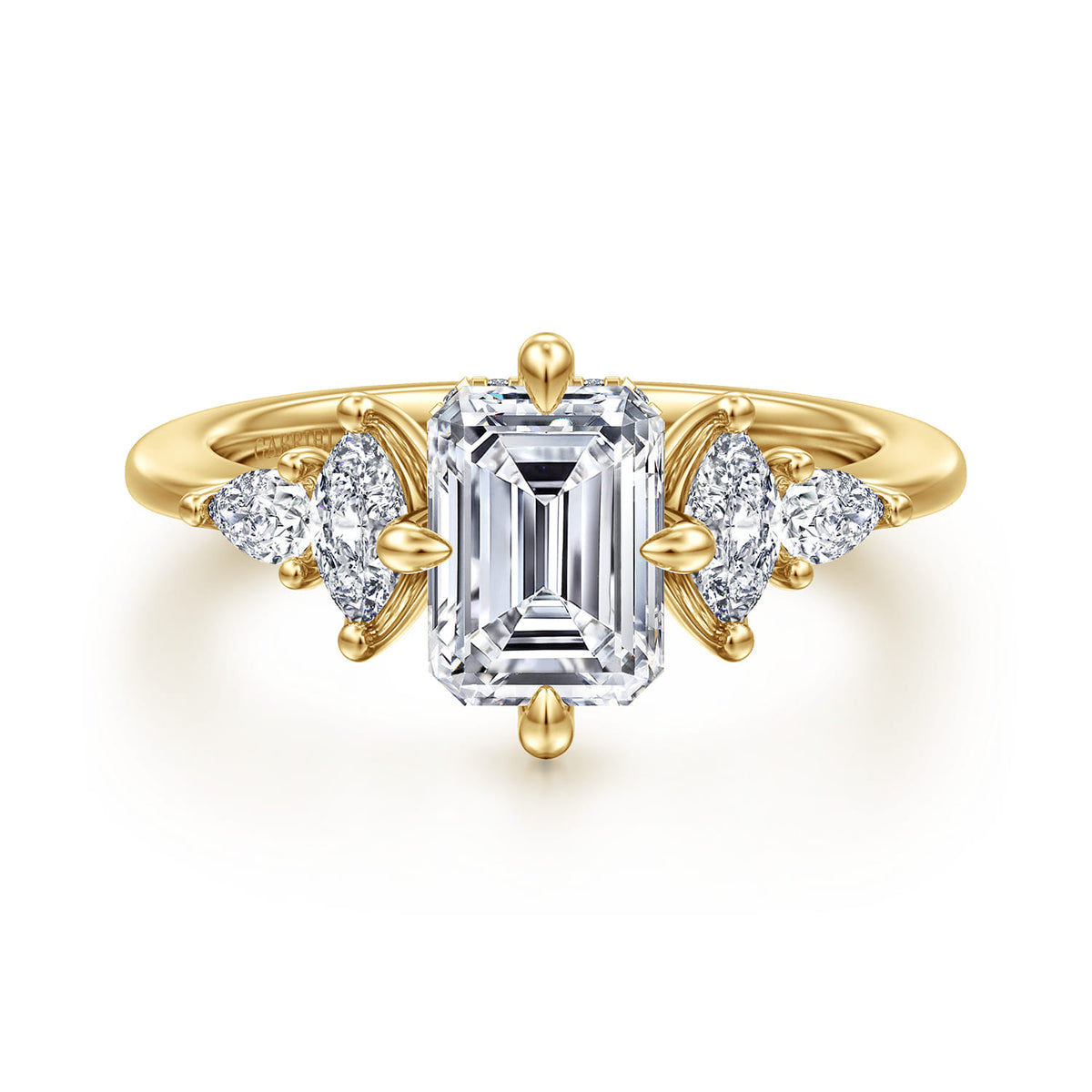 14K Yellow Gold Compass Prong Emerald Cut Diamond Engagement Ring — ER16911E6Y44JJ; center stone shown for illustration, not included