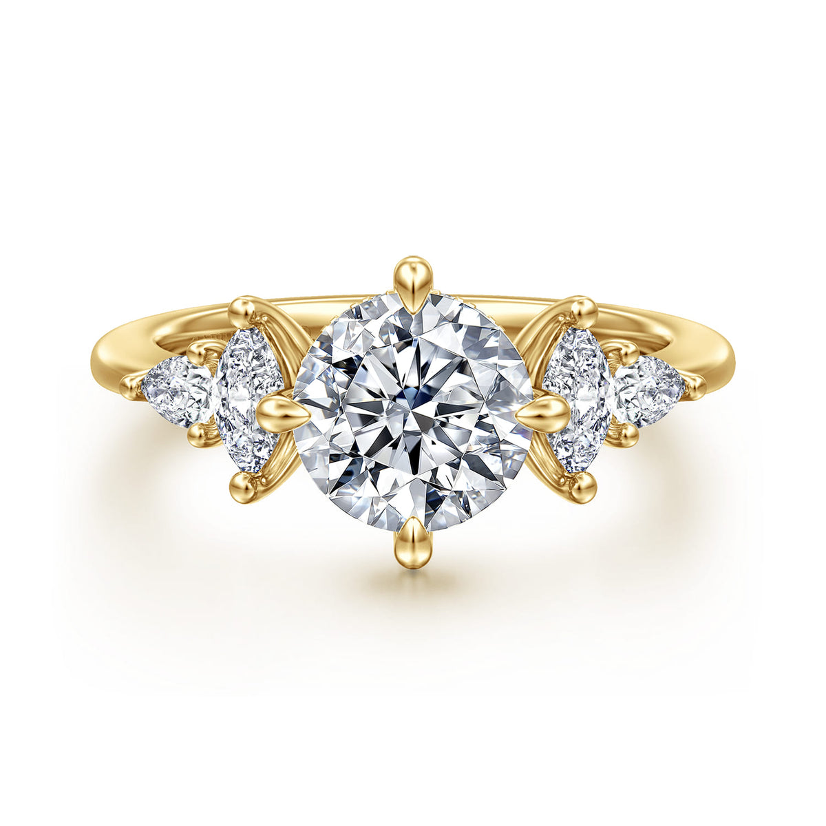 14K Yellow Gold Compass Prong Round Diamond Engagement Ring — ER16911R6Y44JJ; center stone shown for illustration, not included
