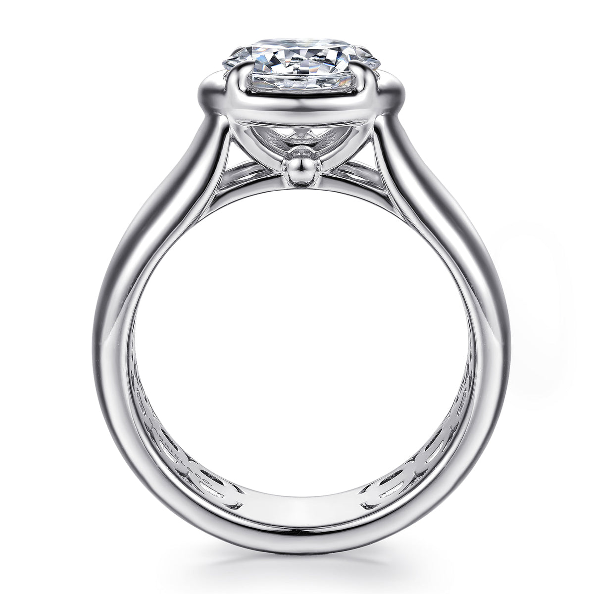 14K White Gold Round Diamond Engagement Ring — Gabriel & Co. ER16914R8W4JJJ; center stone shown for illustration, not included