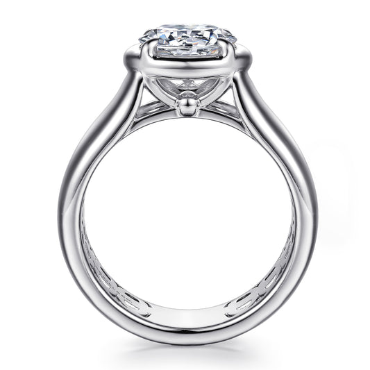 14K White Gold Round Diamond Engagement Ring — Gabriel & Co. ER16914R8W4JJJ; center stone shown for illustration, not included