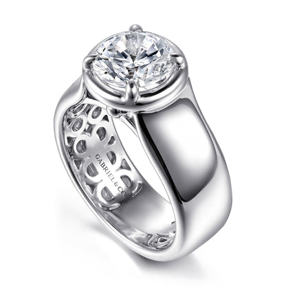 14K White Gold Round Diamond Engagement Ring — Gabriel & Co. ER16914R8W4JJJ; center stone shown for illustration, not included