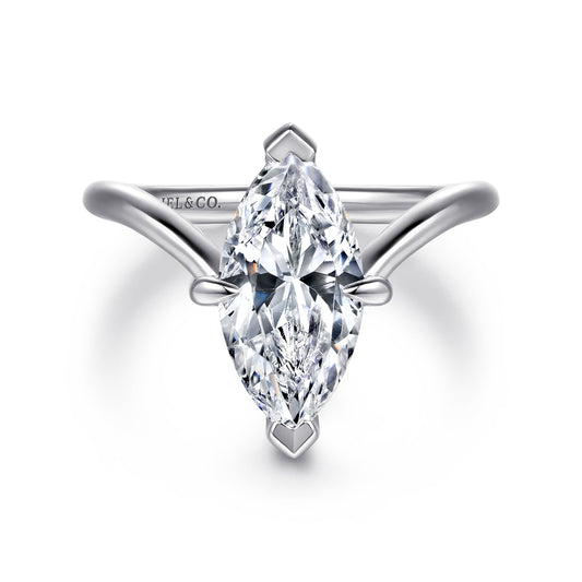 14K White Gold Marquise Shape Diamond Engagement Ring — Gabriel & Co. ER16915M8W44JJ; center stone shown for illustration, not included