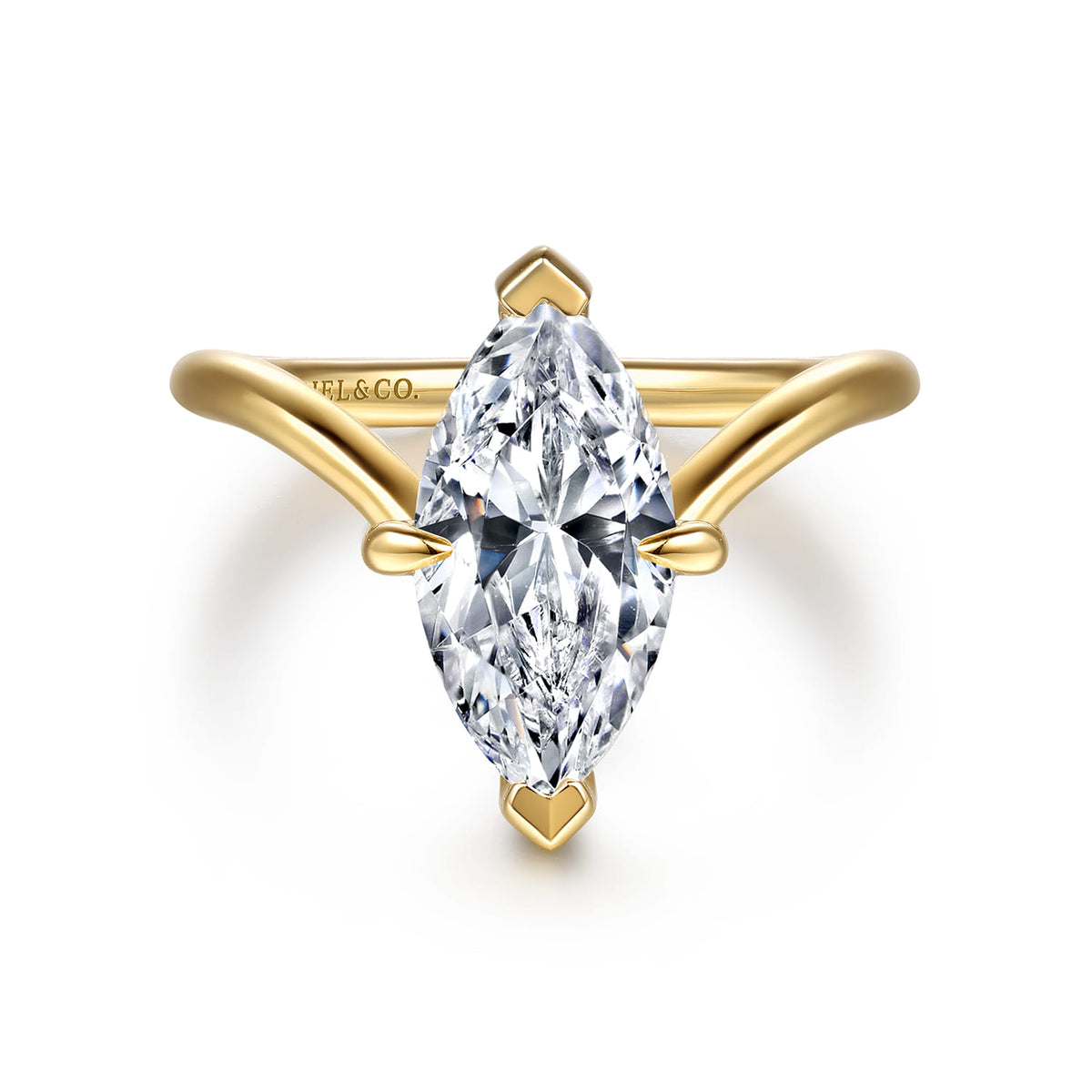 14K Yellow Gold Marquise Shape Diamond Engagement Ring — Gabriel & Co. ER16915M8Y44JJ; center stone shown for illustration, not included