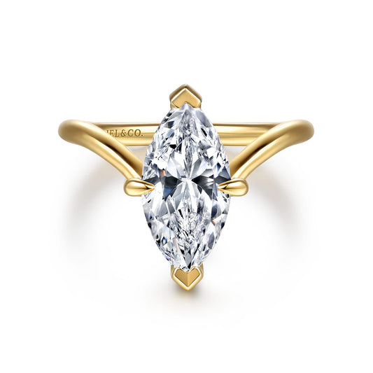 14K Yellow Gold Marquise Shape Diamond Engagement Ring — Gabriel & Co. ER16915M8Y44JJ; center stone shown for illustration, not included