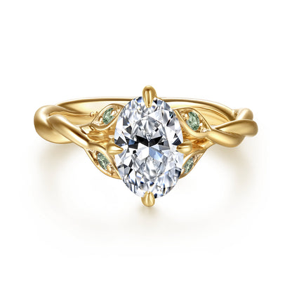 14K Yellow Gold Twisted Oval Green Sapphire and Diamond Engagement Ring — Gabriel & Co. ER16917O6Y4JGS; center stone shown for illustration, not included