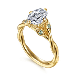 14K Yellow Gold Twisted Oval Green Sapphire and Diamond Engagement Ring — Gabriel & Co. ER16917O6Y4JGS; center stone shown for illustration, not included