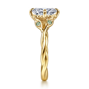 14K Yellow Gold Twisted Oval Green Sapphire and Diamond Engagement Ring — Gabriel & Co. ER16917O6Y4JGS; center stone shown for illustration, not included