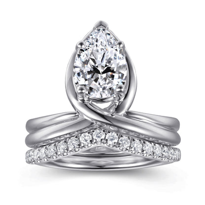 14K White Gold Bezel Prong Bypass Pear Shape Diamond Engagement Ring — Gabriel & Co. ER16950P8W4JJJ; center stone shown for illustration, not included