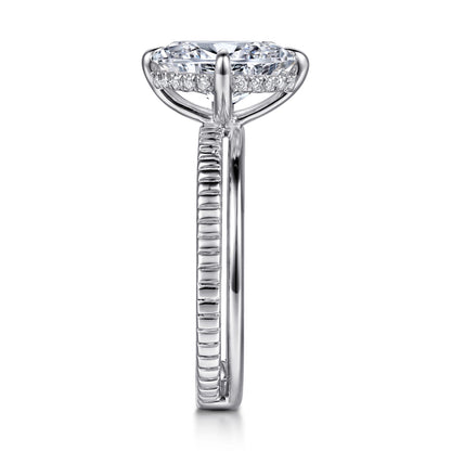 14K White Gold Compass Prong Oval Diamond Engagement Ring — Gabriel & Co. ER16959O8W44JJ; center stone shown for illustration, not included