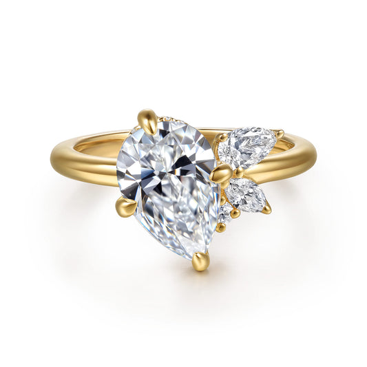 14K Yellow Gold Compass Prong Pear Shape Diamond Engagement Ring — Gabriel & Co. ER16960P8Y44JJ; center stone shown for illustration, not included