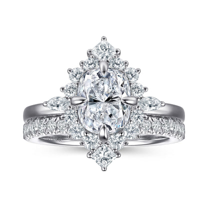 14K White Gold Elongated Cushion Halo Diamond Engagement Ring — Gabriel & Co. ER16961G8W44JJ; center stone shown for illustration, not included